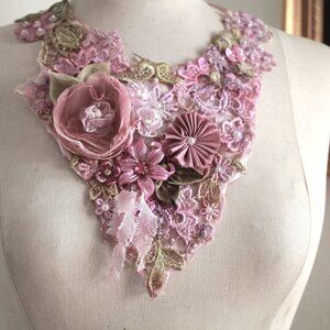 Shabby Chic Victorian Fabric Bib Necklace